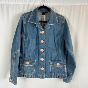 Venezia Blue Denim Jacket with Pink Buttons Vintage 90’s